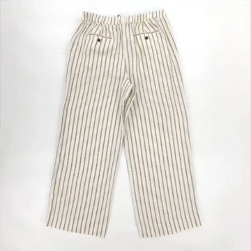 NWT J Crew Harbor Wide Leg pant striped linen Beachy Boho Resort Coastal Preppy